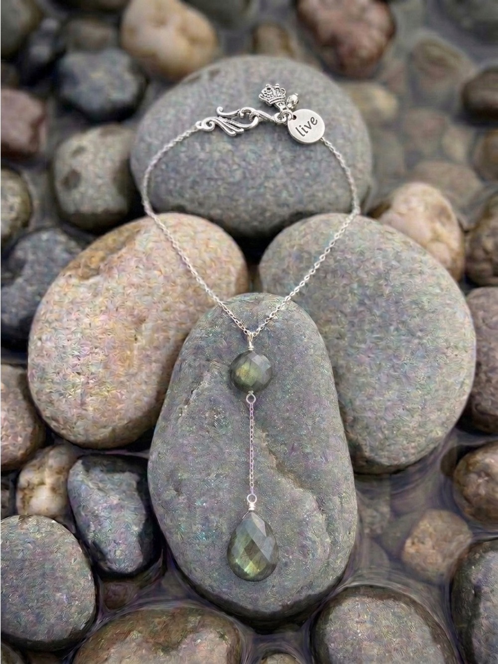 Sterling Silver Labradorite Lariat Necklace